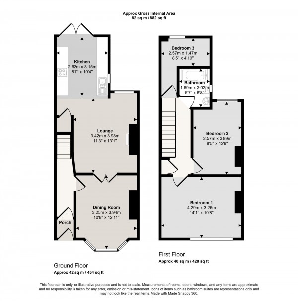 Floorplan for Prospect Avenue, Cadishead, M44