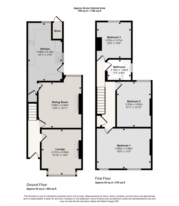 Floorplan for Prospect Road, Cadishead, M44
