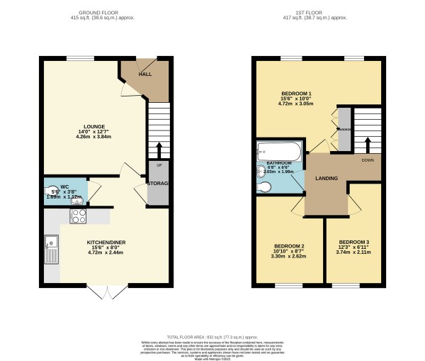 Floorplan for Roseway Avenue, Cadishead