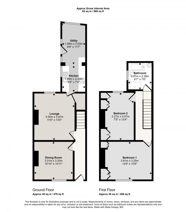 Floorplan for Hayes Road, Cadishead, M44