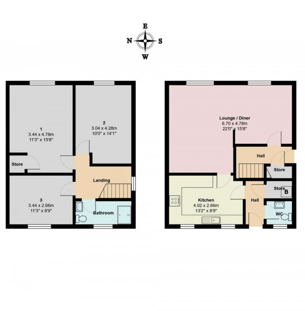 Floorplan for Nelson Drive, Cadishead, M44