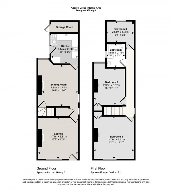Floorplan for Fir Street, Cadishead, M44