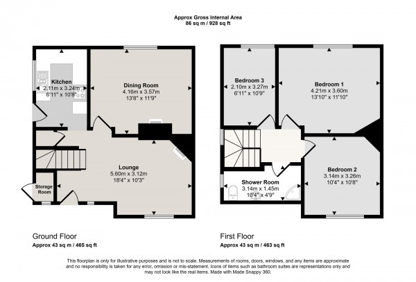 Floorplan for Fir Street, Cadishead, M44
