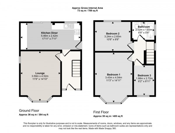 Floorplan for Prospect Road, Cadishead, M44