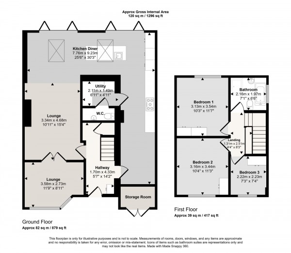 Floorplan for Rose Avenue, Irlam, M44