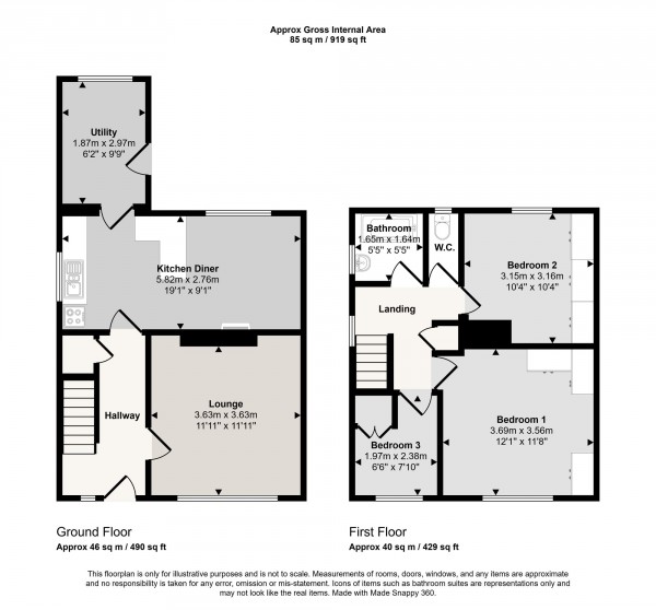 Floorplan for Queensway, Irlam, M44