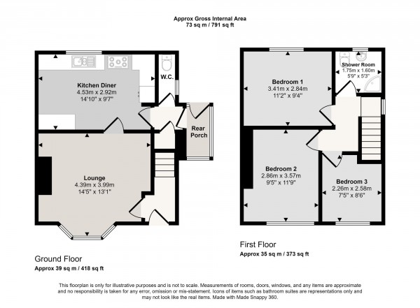 Floorplan for Fir Street, Cadishead, M44