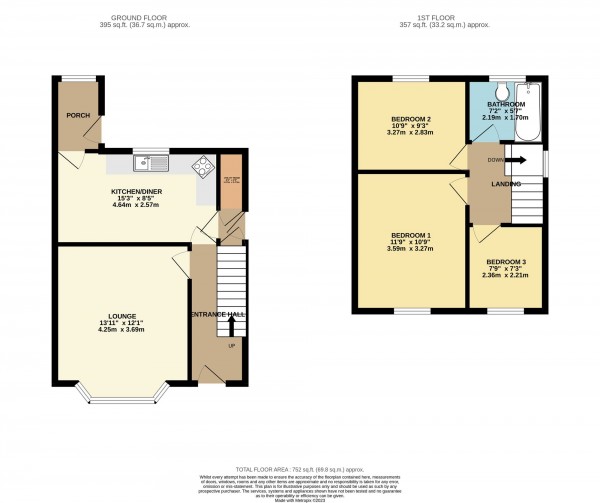 Floorplan for Chestnut Avenue, Cadishead, M44
