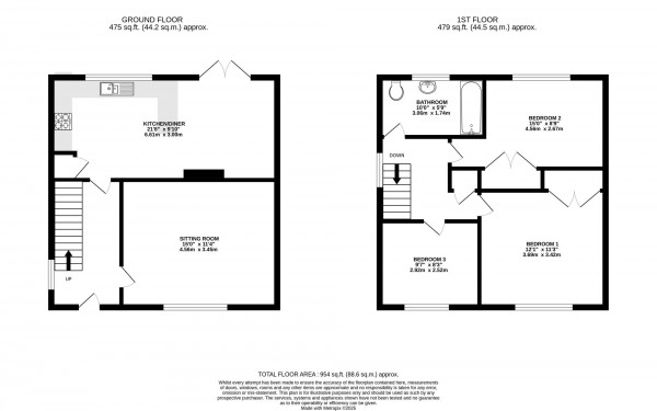 Floorplan for Sandiway, Irlam, M44