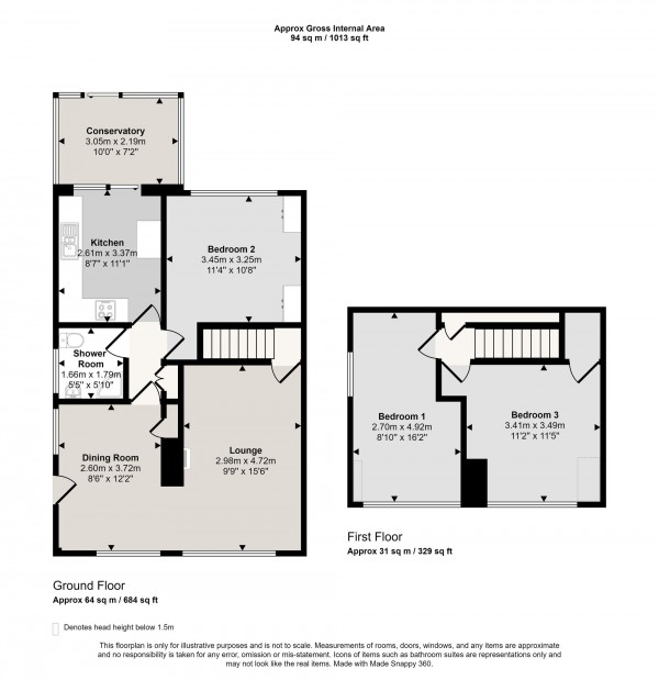 Floorplan for Kenyon Avenue, Penketh, WA5