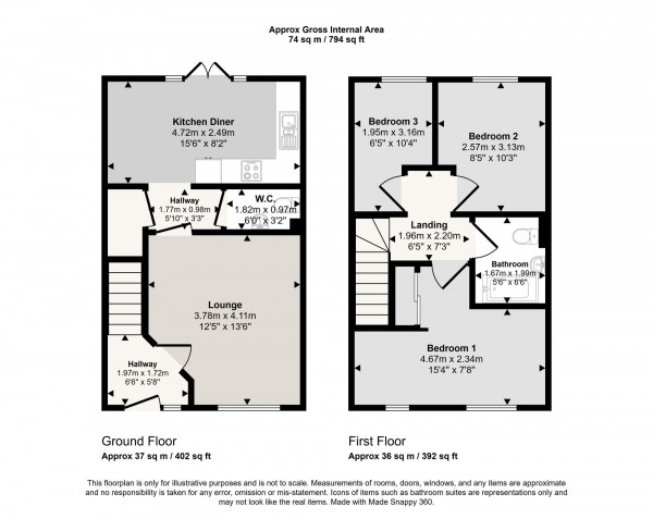Floorplan for Roseway Avenue, Cadishead, M44