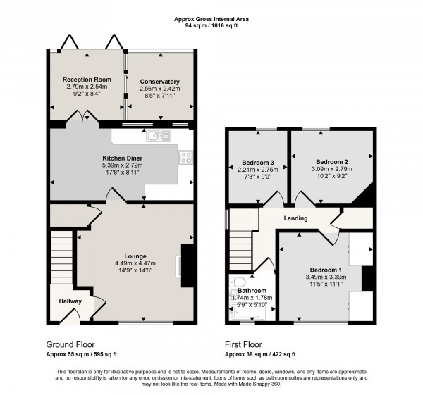 Floorplan for Nelson Drive, Cadishead, M44