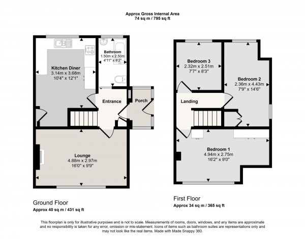 Floorplan for Fir Street, Cadishead, M44