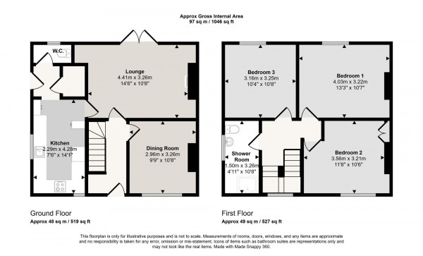 Floorplan for Hamilton Avenue, Cadishead, M44