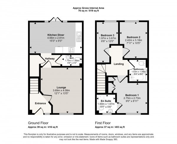 Floorplan for Roseway Avenue, Cadishead, M44